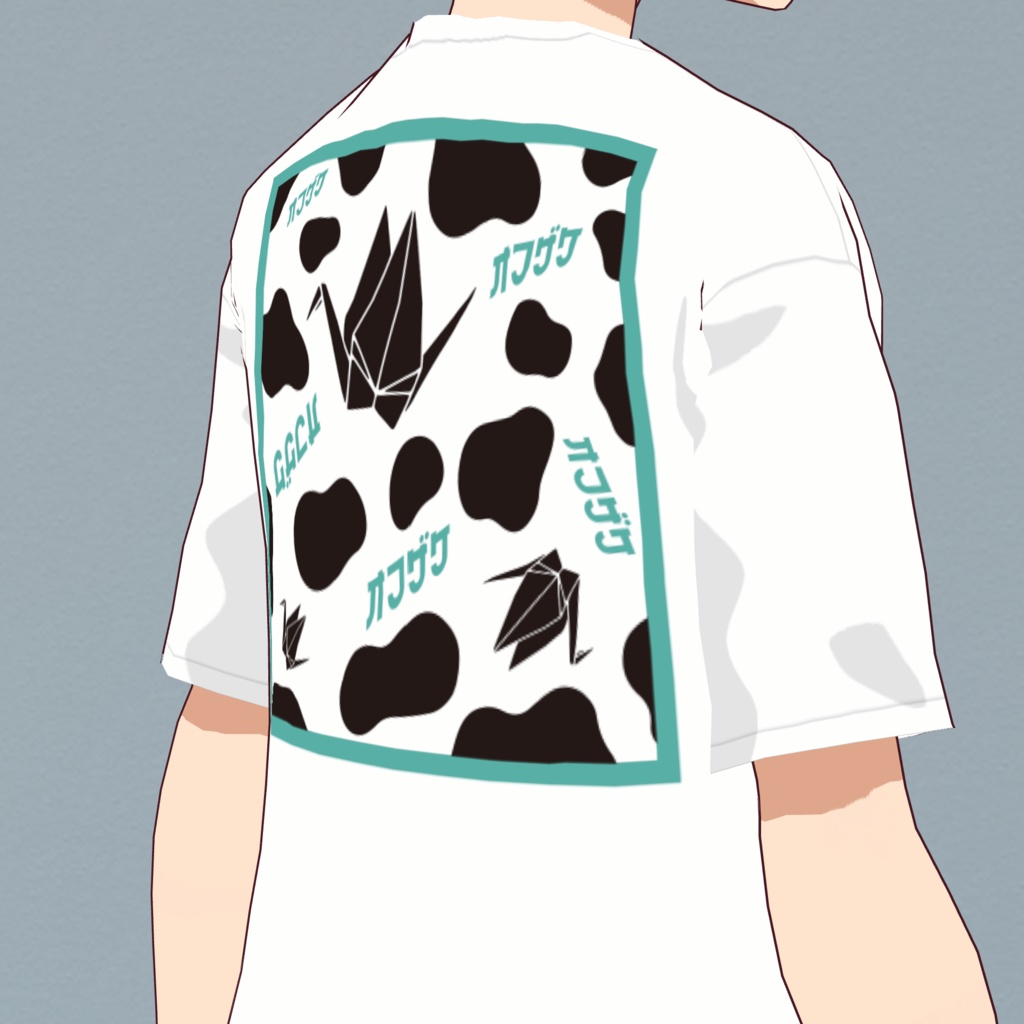 【ゆびが1ぽん】牛柄オフザケTee