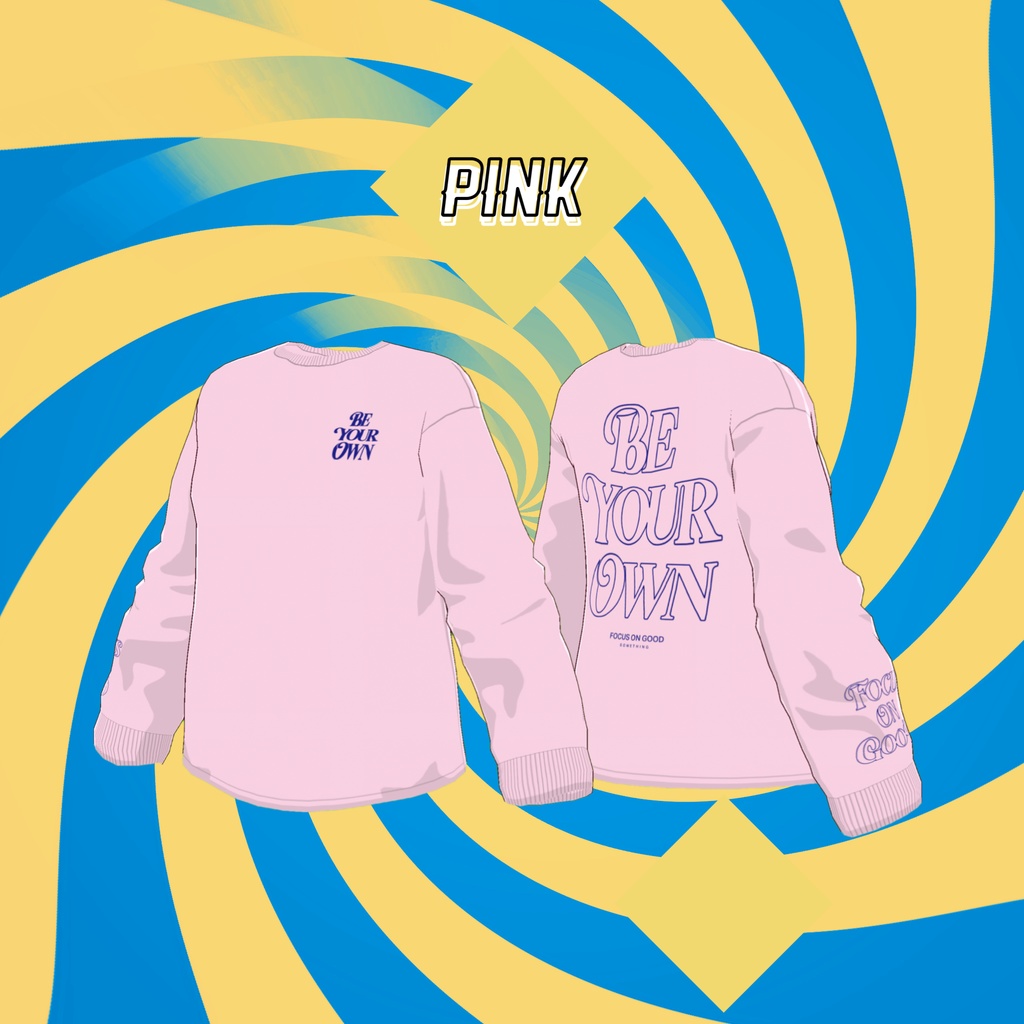 バックプリントロゴデザインロンT/BE YOUR OWN