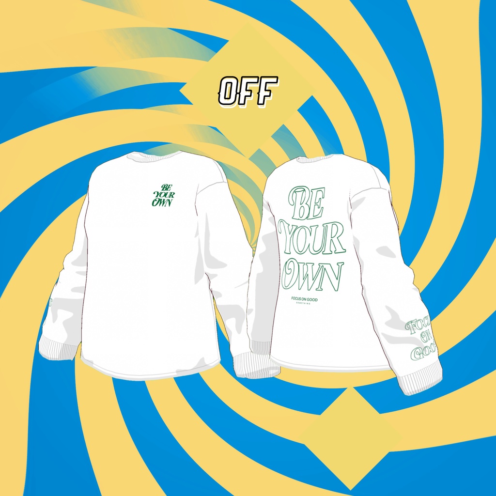 バックプリントロゴデザインロンT/BE YOUR OWN