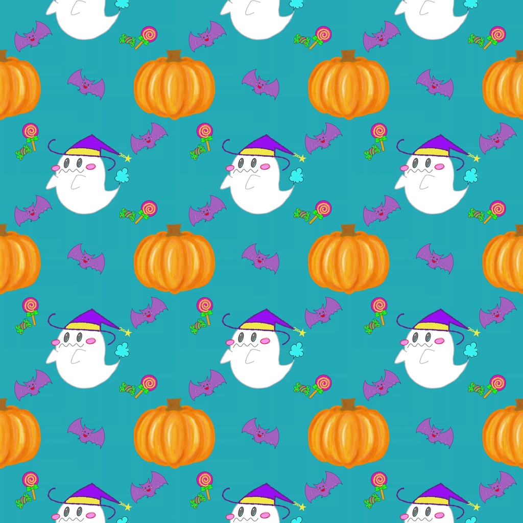 【7色セット】手描きハロウィン デジタルペーパー|PNG・3600×3600px