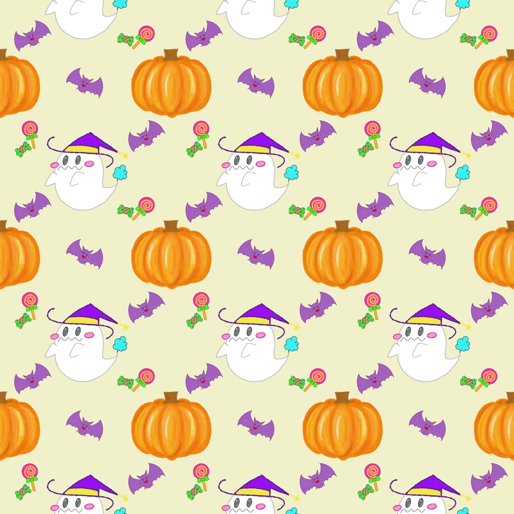 【7色セット】手描きハロウィン デジタルペーパー|PNG・3600×3600px