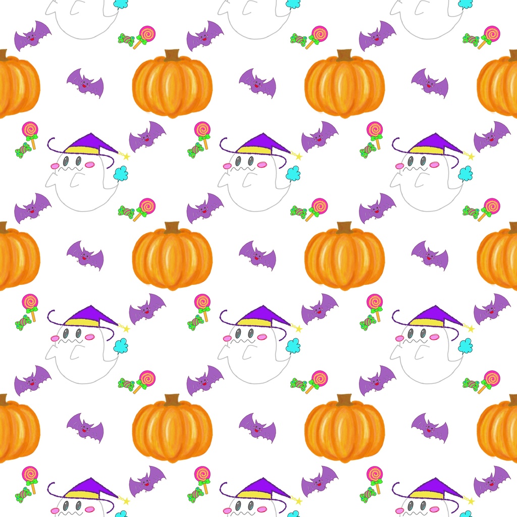【7色セット】手描きハロウィン デジタルペーパー|PNG・3600×3600px