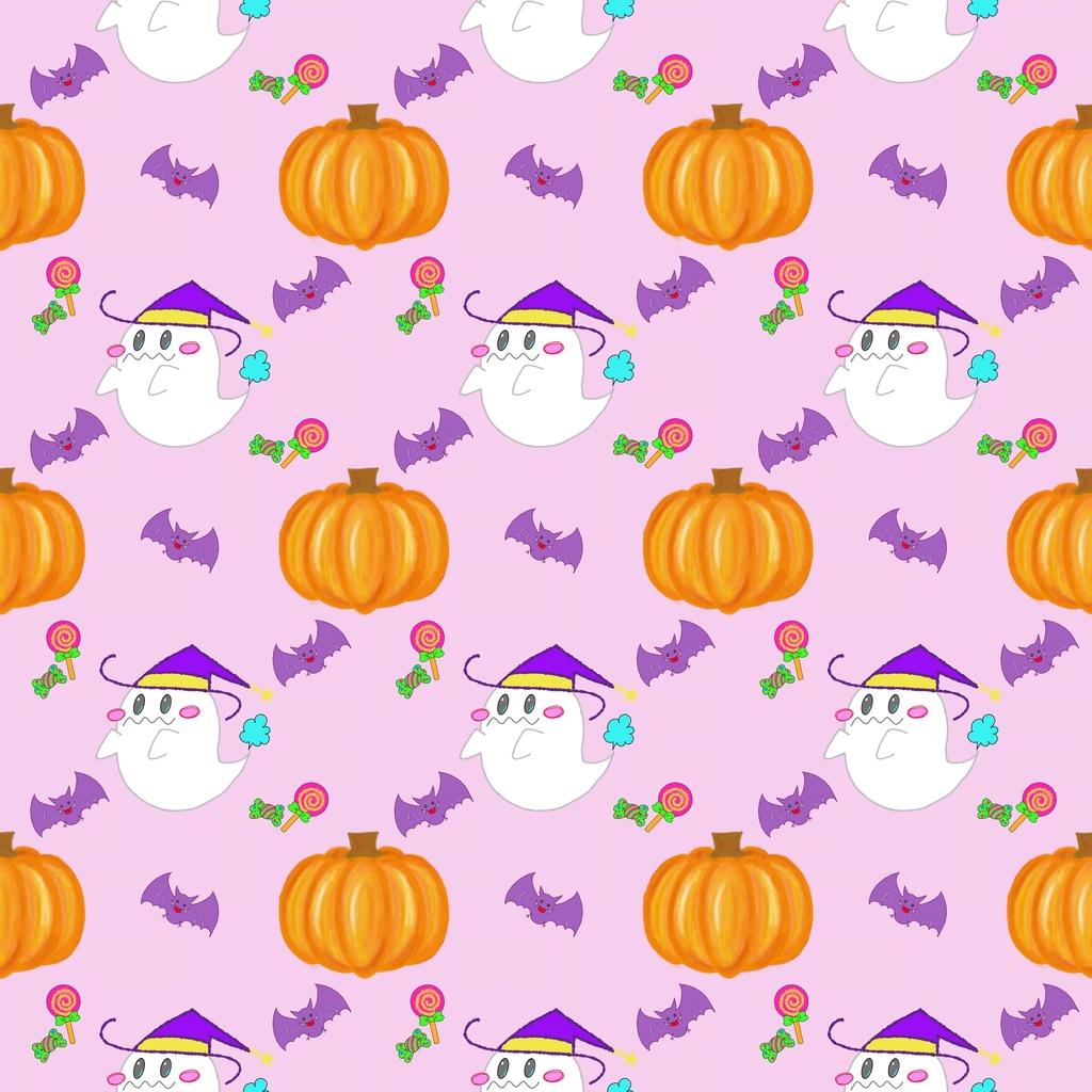 【7色セット】手描きハロウィン デジタルペーパー|PNG・3600×3600px