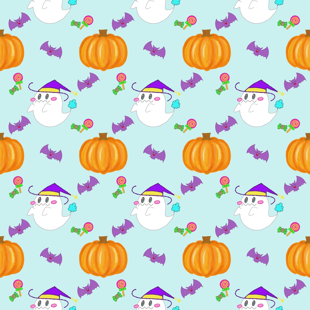 【7色セット】手描きハロウィン デジタルペーパー|PNG・3600×3600px