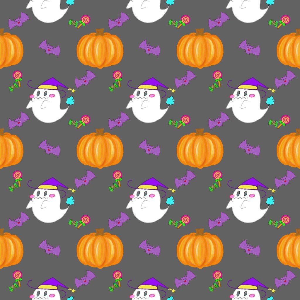 【7色セット】手描きハロウィン デジタルペーパー|PNG・3600×3600px
