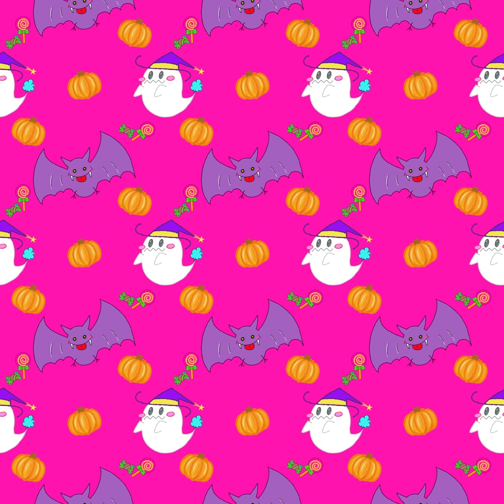 ハロウィン デザインペーパー|手描きオリジナル素材 6色セット|3600×3600px
