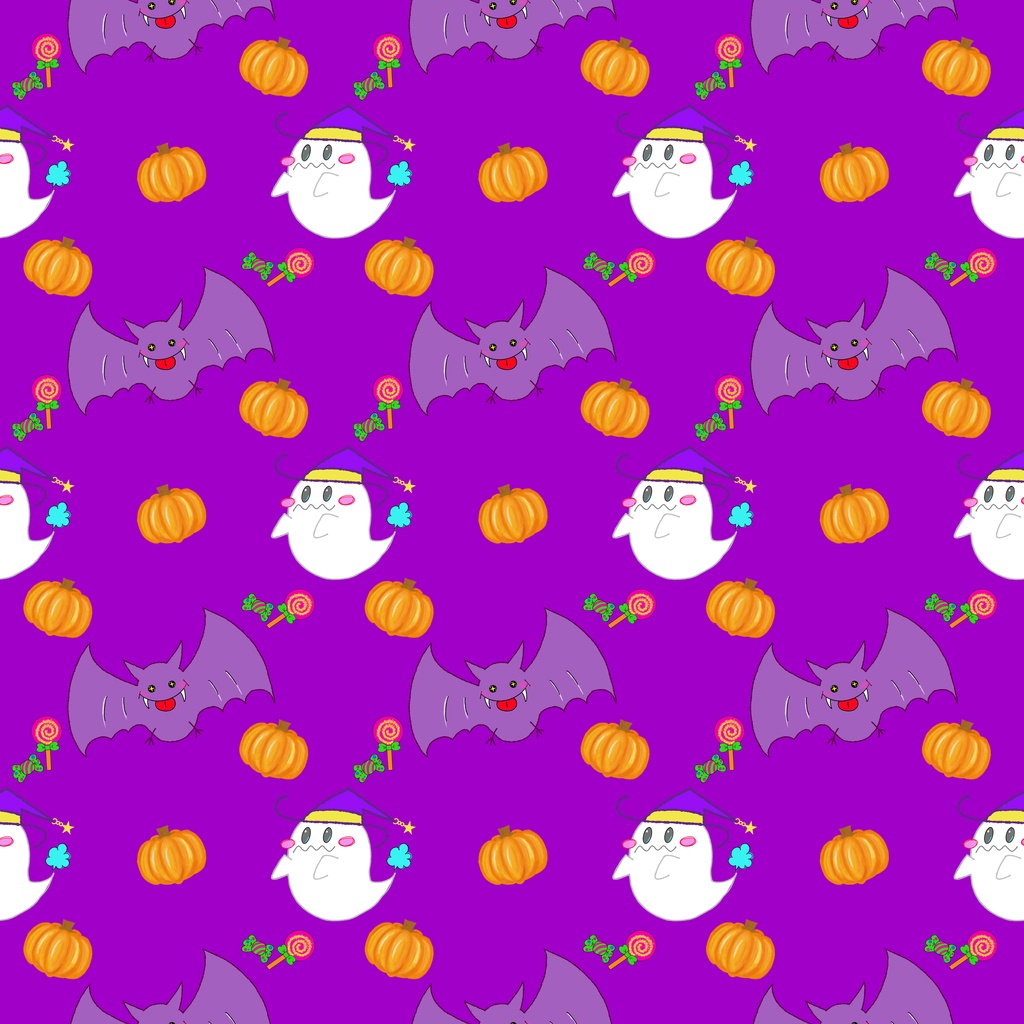 ハロウィン デザインペーパー|手描きオリジナル素材 6色セット|3600×3600px