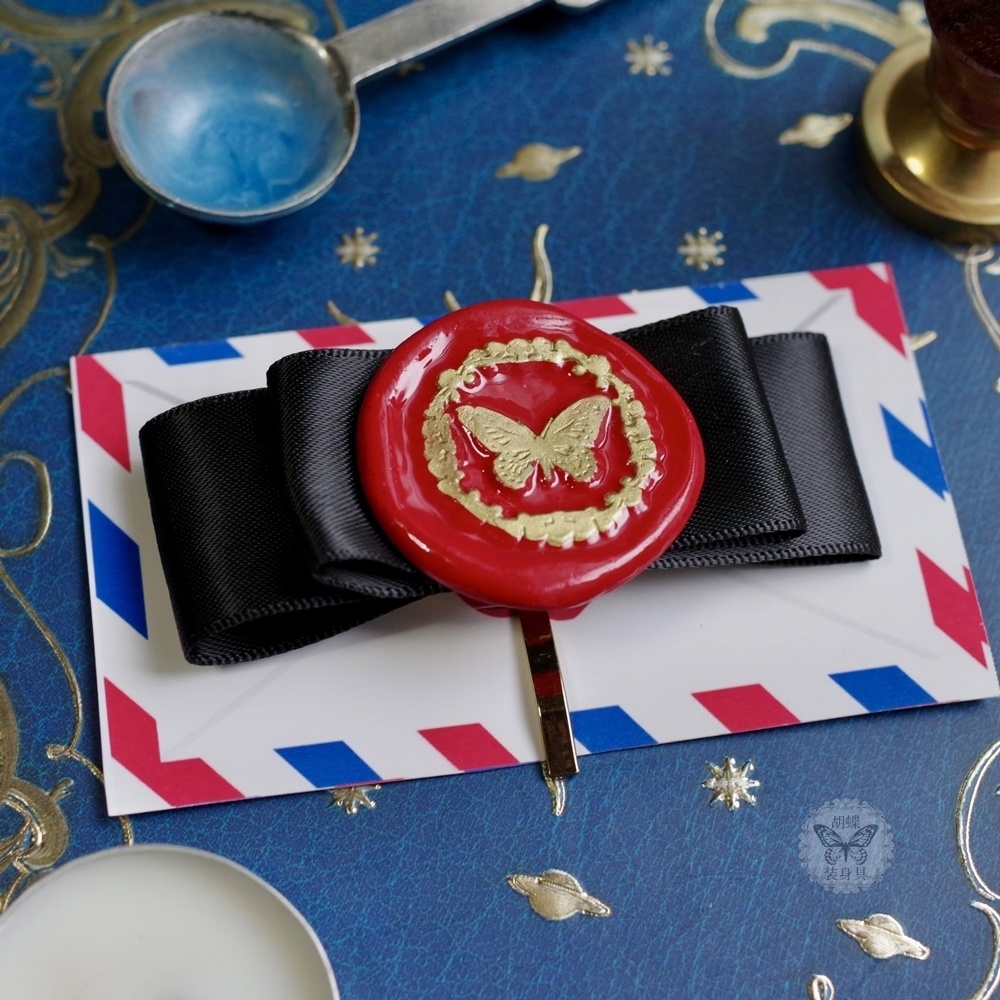 蝶の紋章 封蝋風ポニーフック