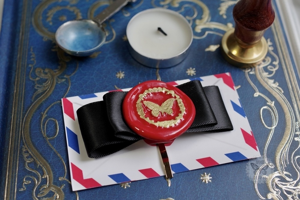 蝶の紋章 封蝋風ポニーフック