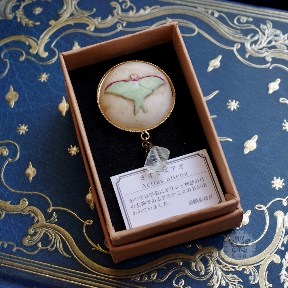 オオミズアオと月のブローチ