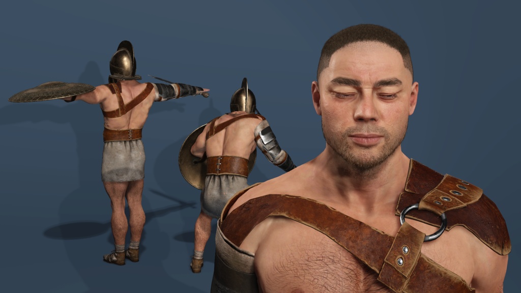 Realistic Roman Spartan Gladiator Warrior Rigged UE Sword Shield 3D model