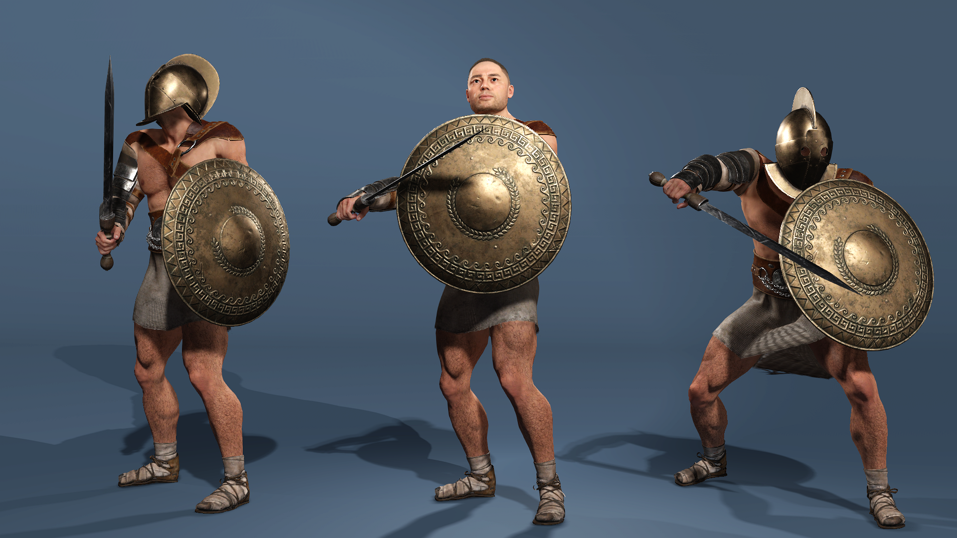 Realistic Roman Spartan Gladiator Warrior Rigged UE Sword Shield 3D ...