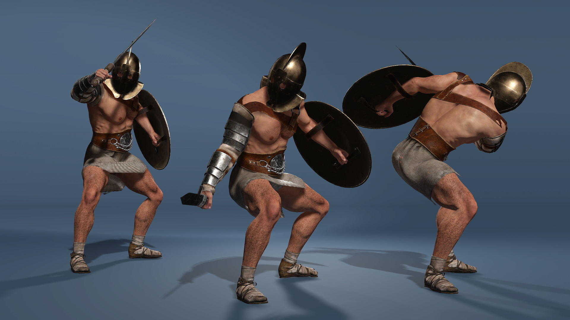 Realistic Roman Spartan Gladiator Warrior Rigged UE Sword Shield 3D ...