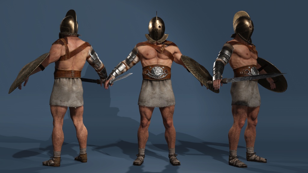Realistic Roman Spartan Gladiator Warrior Rigged UE Sword Shield 3D model