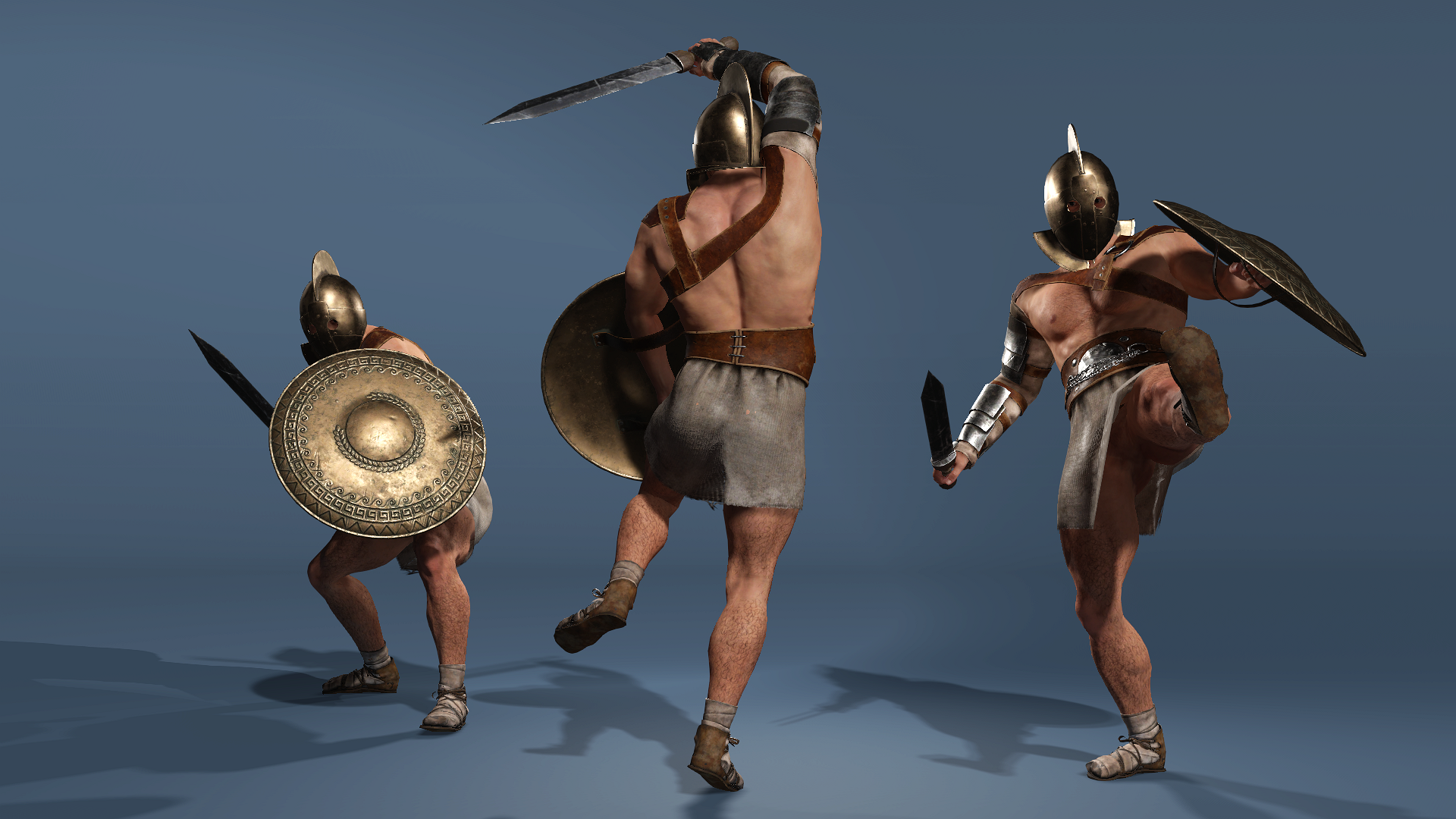 Realistic Roman Spartan Gladiator Warrior Rigged UE Sword Shield 3D ...