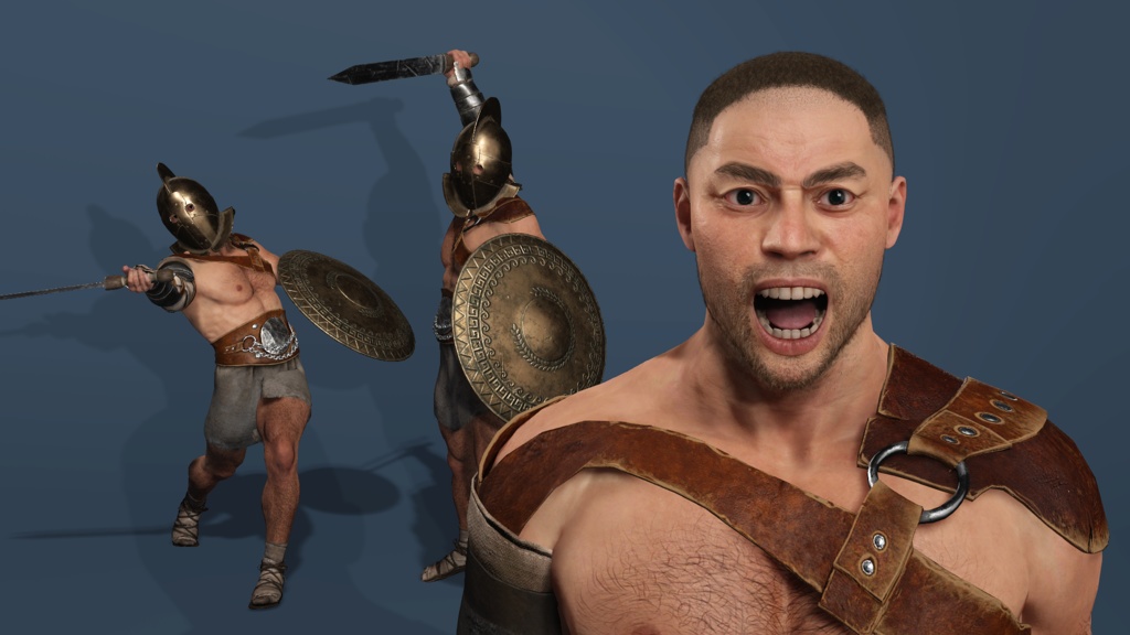 Realistic Roman Spartan Gladiator Warrior Rigged UE Sword Shield 3D model