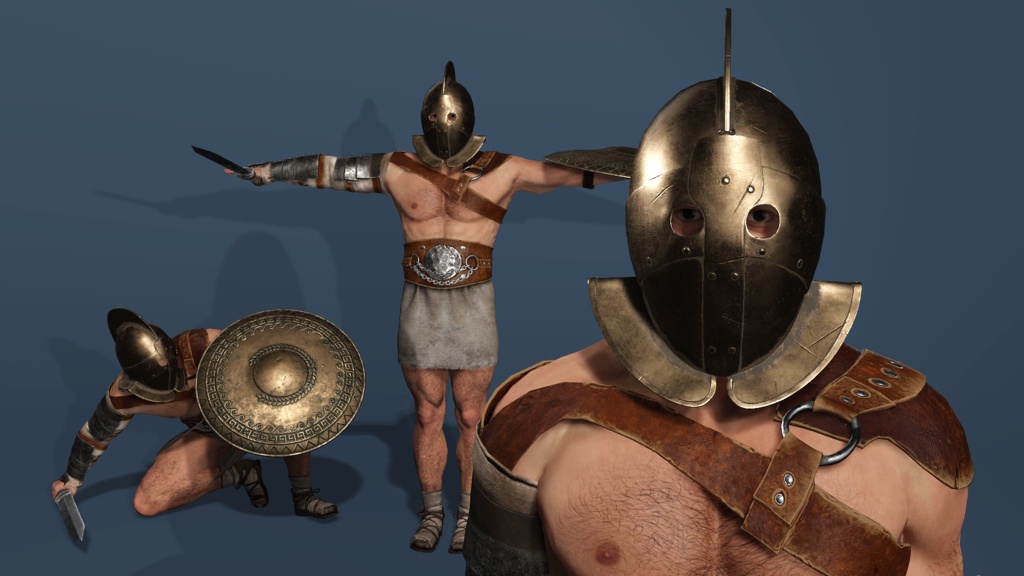 Realistic Roman Spartan Gladiator Warrior Rigged UE Sword Shield 3D model