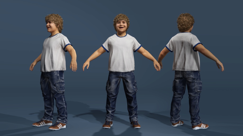 リアル子供少年 ダスティン・ヘンダーソン ストレンジャー・シングス 表情リグ ローポリ 3Dモデル