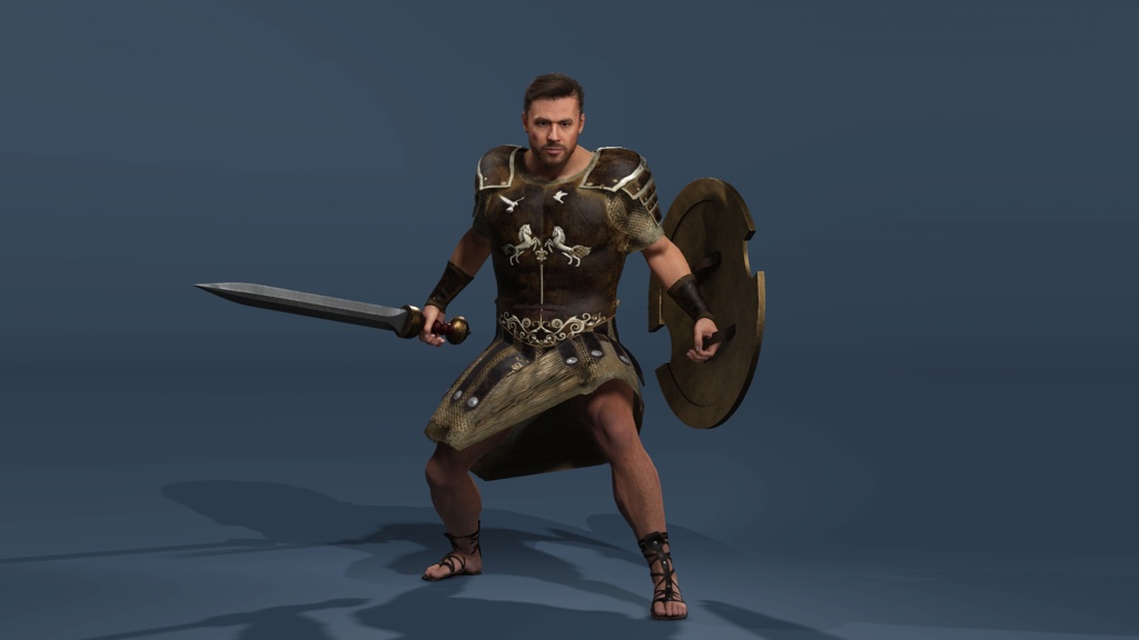 Realistic Roman Gladiator Warrior Rigged for UE Muscle Man Armor low-poly 3d model