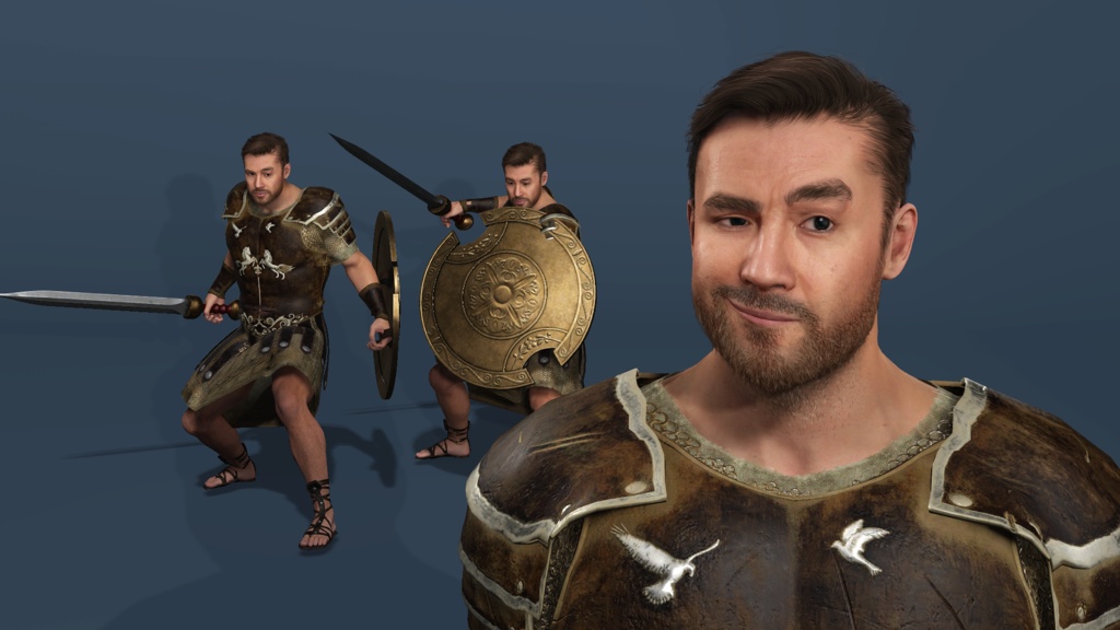 Realistic Roman Gladiator Warrior Rigged for UE Muscle Man Armor low-poly 3d model