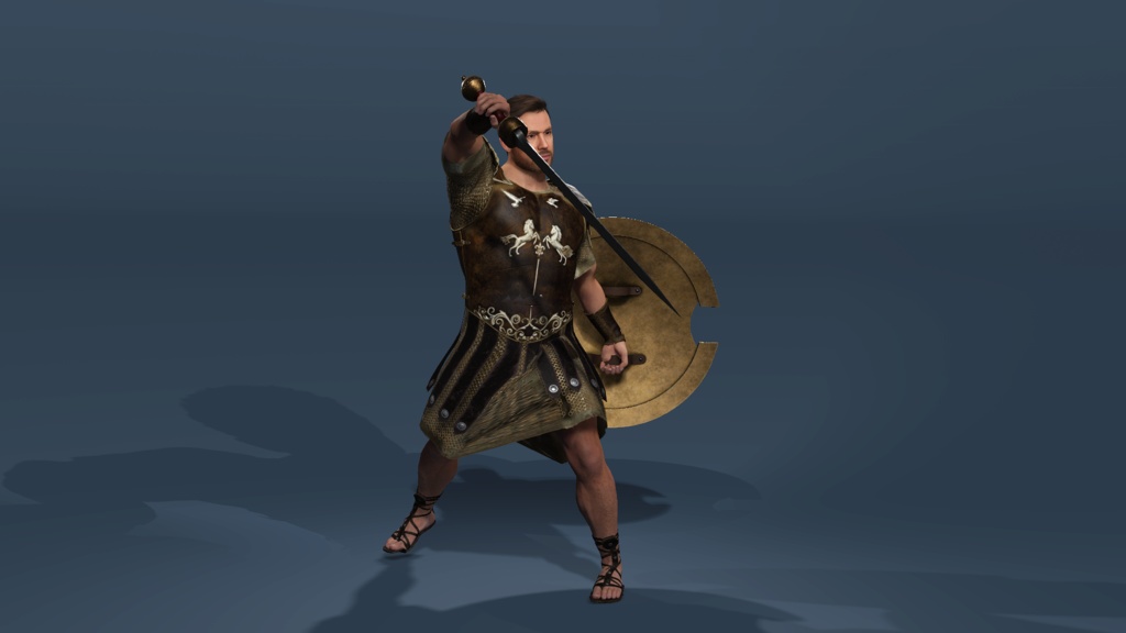 Realistic Roman Gladiator Warrior Rigged for UE Muscle Man Armor low-poly 3d model