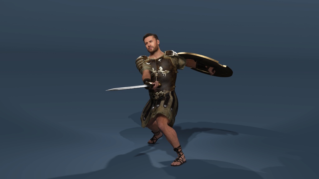 Realistic Roman Gladiator Warrior Rigged for UE Muscle Man Armor low-poly 3d model