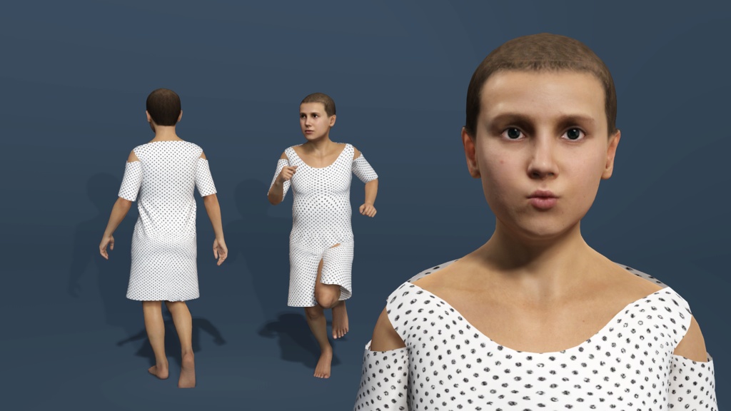 Stranger Things Eleven Season 1 Realistic Character Fully Rigged low-poly 3d model