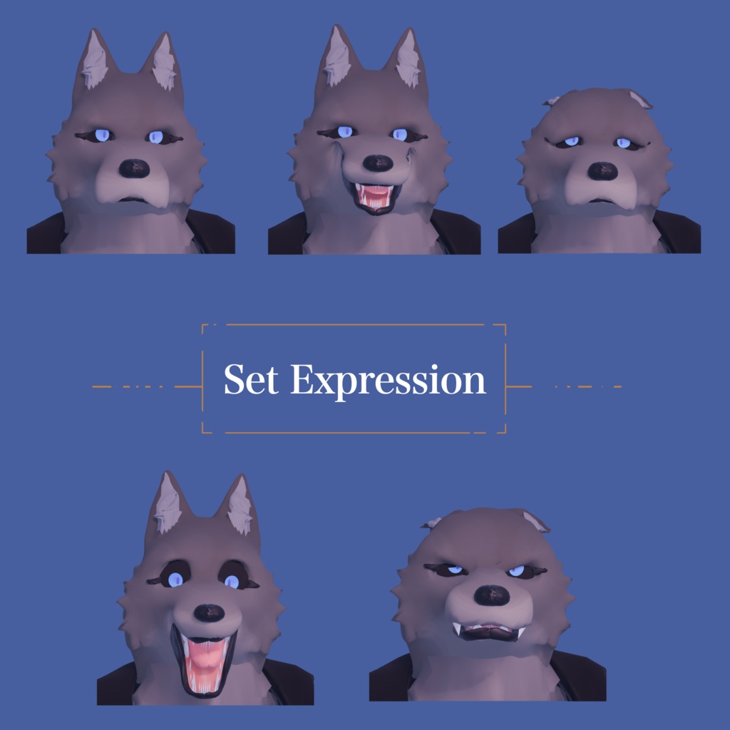 🐺【大幅値下げ中】🐺ハイイロ 製品版/ オリジナル3Dモデル ケモノ 獣人アバター【VRchat】