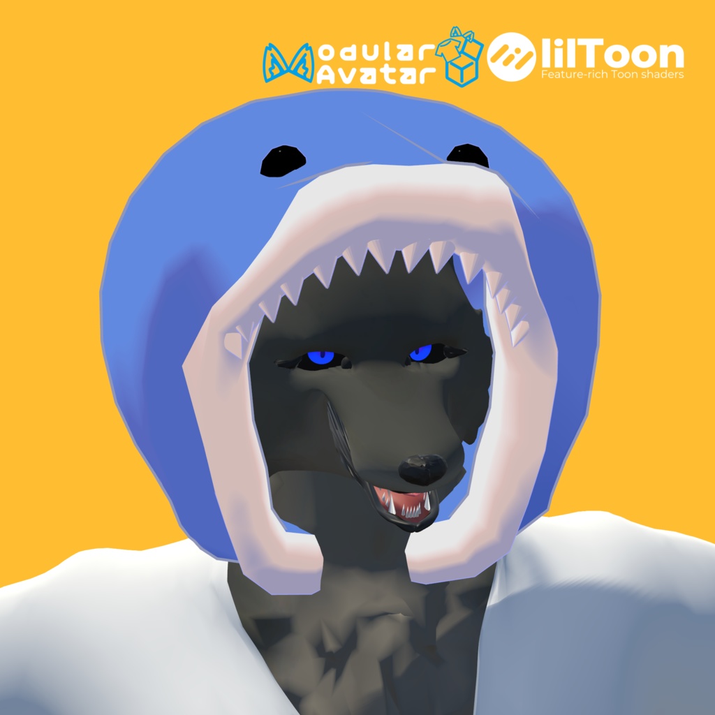 【VRChat】猫を被る 犬を被る サメを被る 被り物3種類セット 【MA対応】【LilToon】