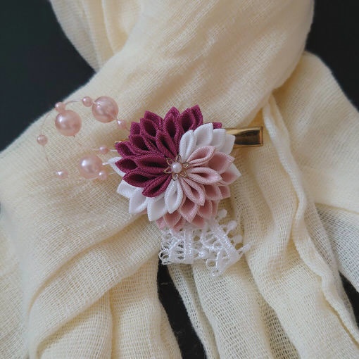 【つまみ細工】ストール留めクリップ