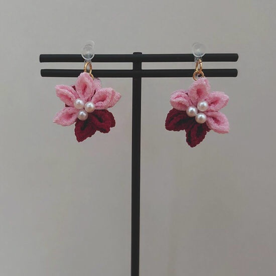 【つまみ細工】ポニーフック&イヤリングセット