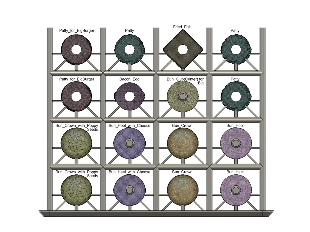 1/12スケール ハンバーガーセット 3Dプリンタ用データ
