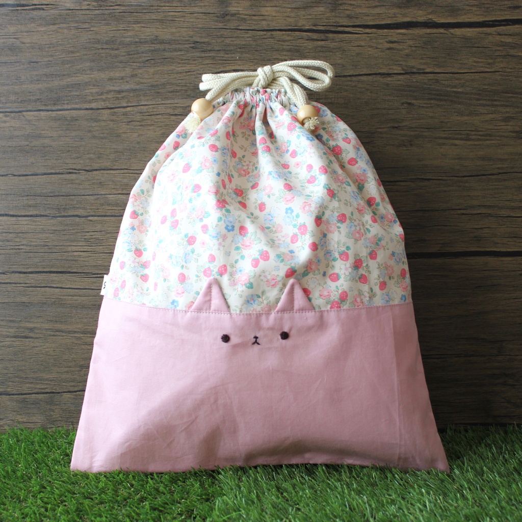 お着替え袋 体操着袋 いちご イチゴ 苺 ピンク ホワイト