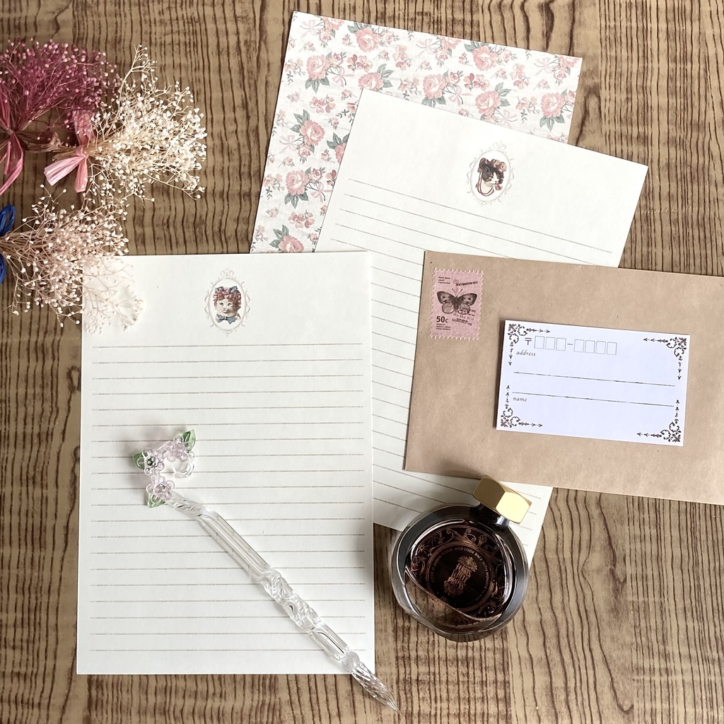 アンティークな猫のレターセット2