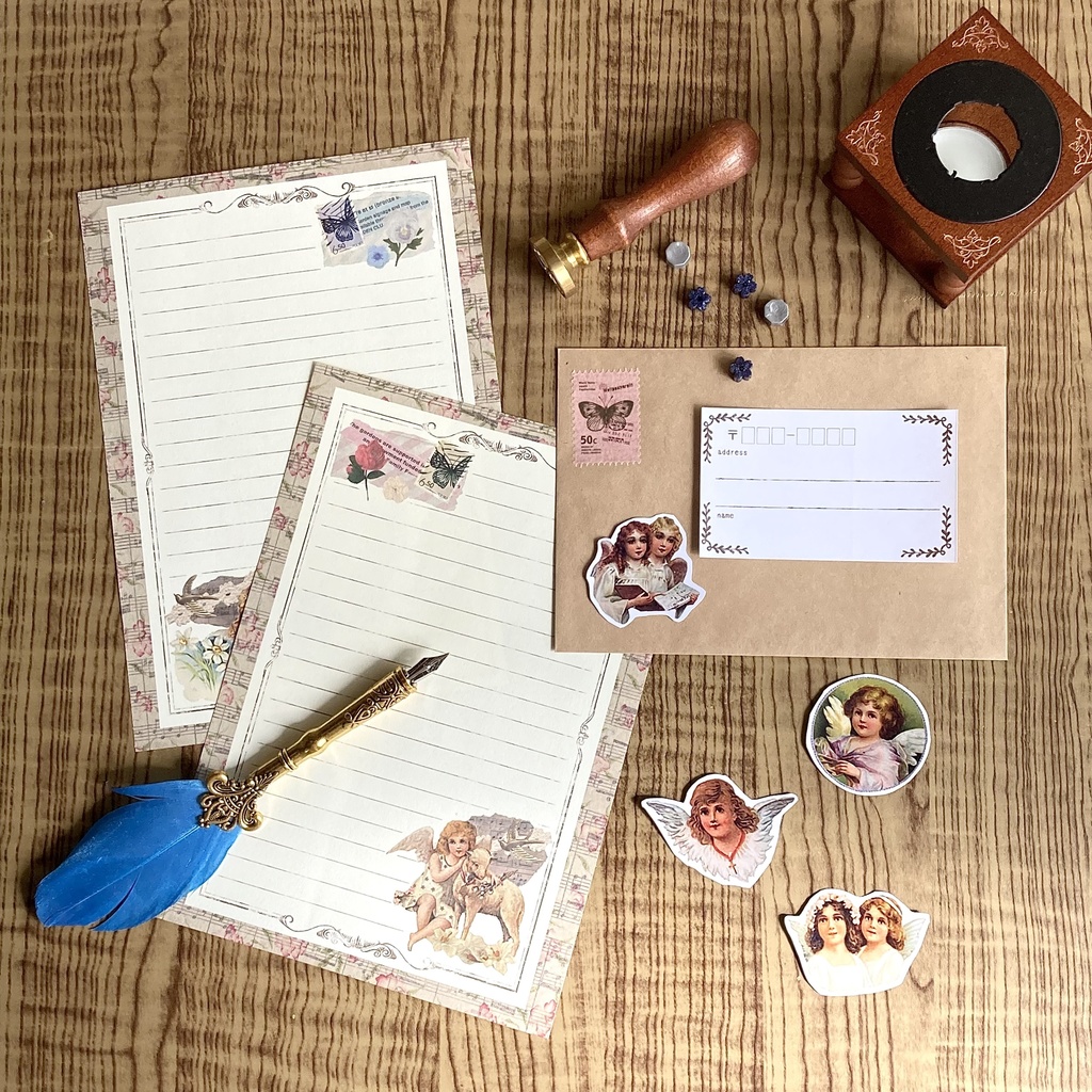 アンティークな天使のレターセット