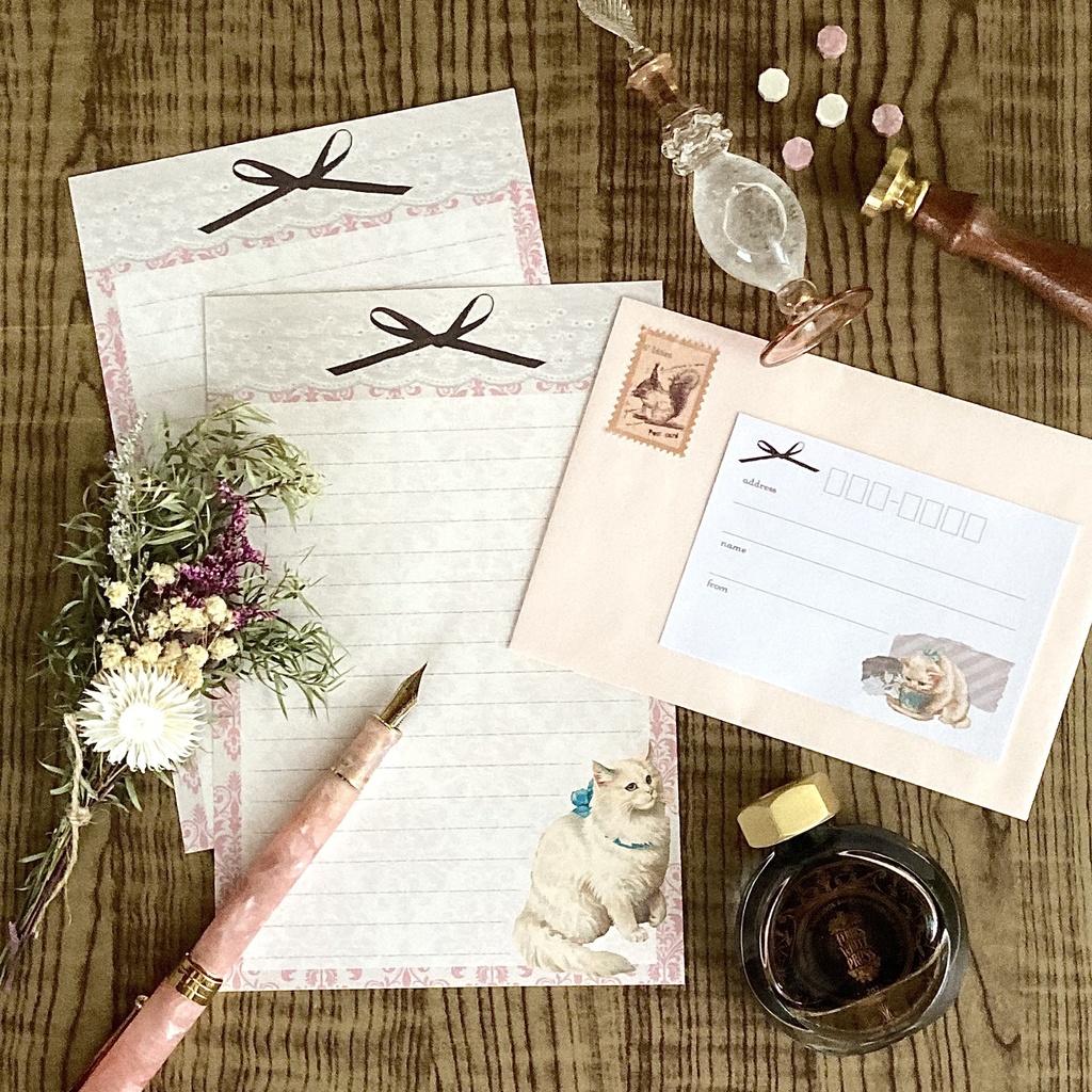 白猫のレターセット