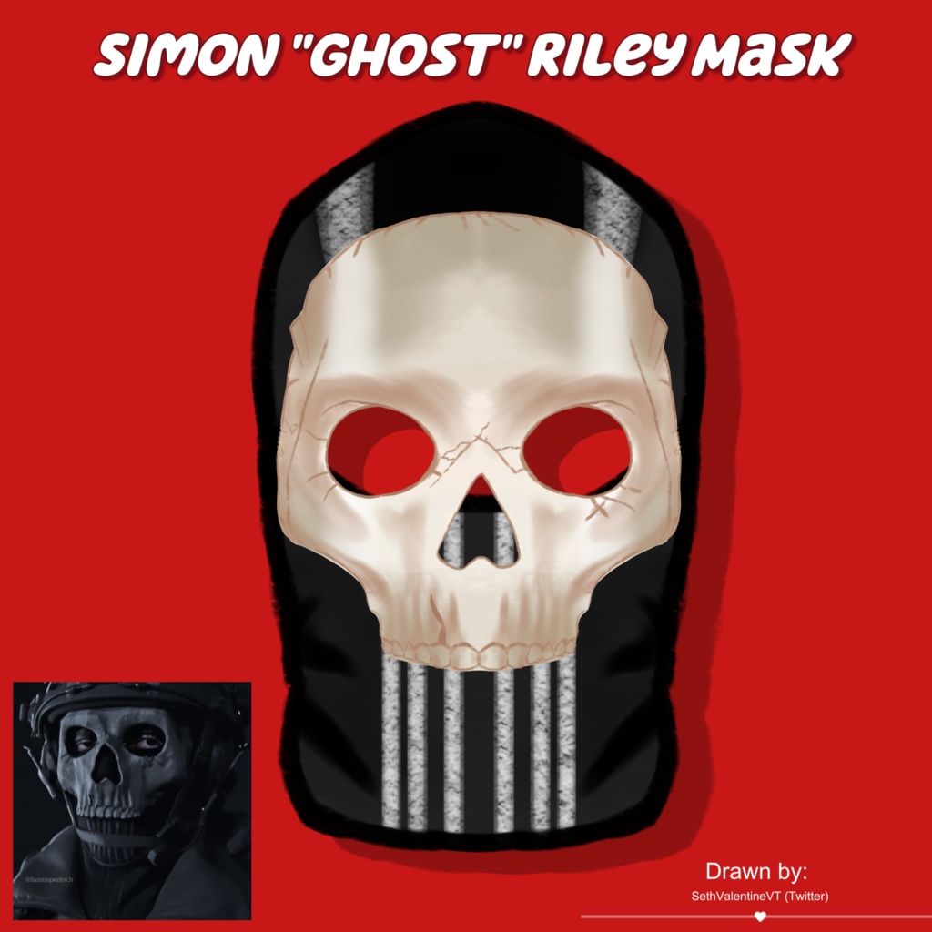 Simon Ghost Riley - Mask and Ski Mask Vtuber Asset - FREE TO USE 