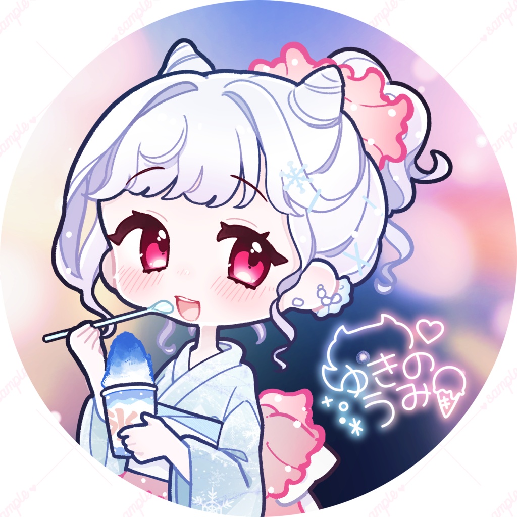 雪乃うみうちわ(丸・ハート)