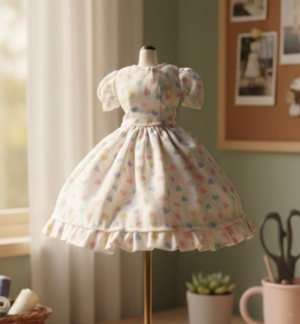 22cmドール用|基本のドールドレスの作り方(型紙・写真付き説明書・解説動画セット)