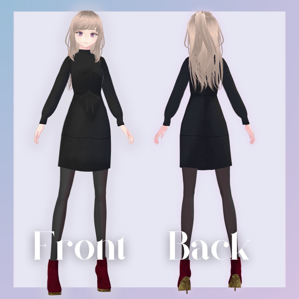 【VRoid/無料あり】雪花ニットパターンワンピース【服テクスチャ】