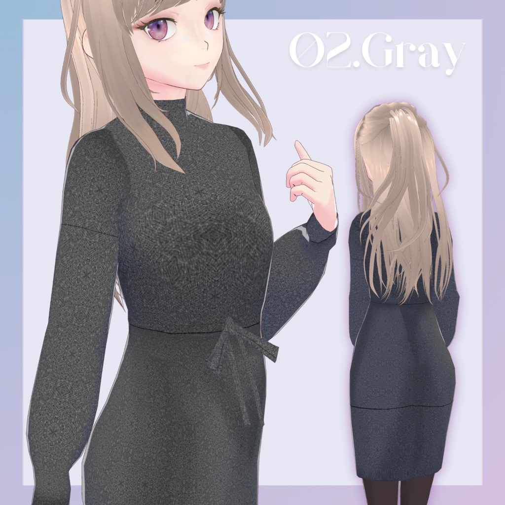 【VRoid/無料あり】雪花ニットパターンワンピース【服テクスチャ】