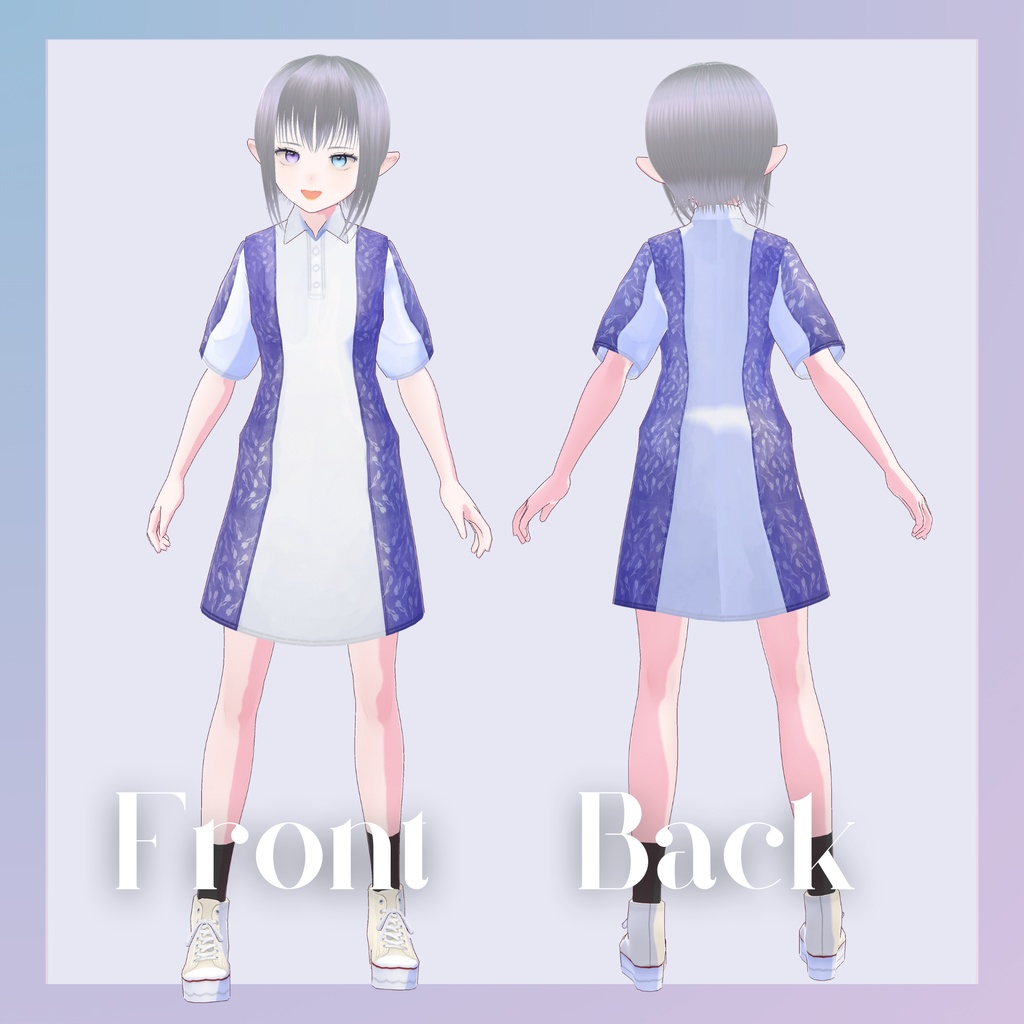 【VRoid/無料あり】チューリップパターンワンピース【服テクスチャ】