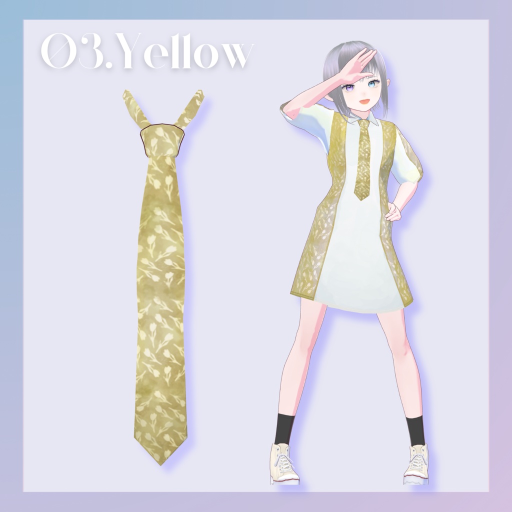 【VRoid/無料あり】チューリップ柄ネクタイ【首飾りテクスチャ】