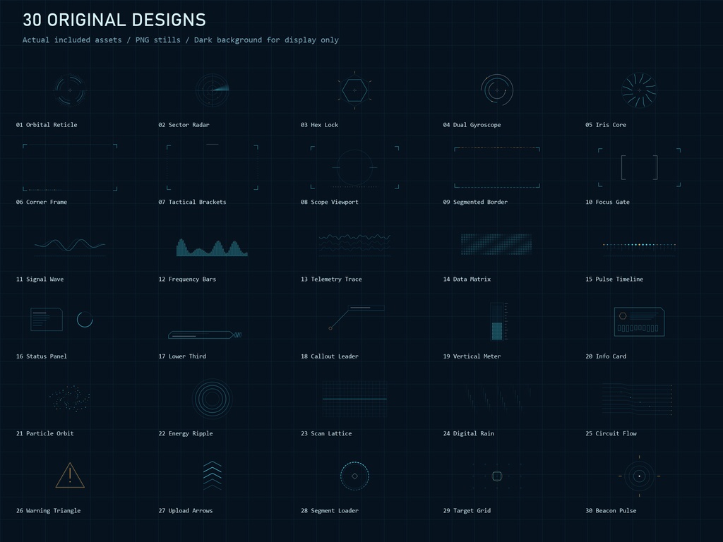 CYBER HUD / VFX 30 — Cyan Circuit Edition|透過MOV+PNG・商用利用可
