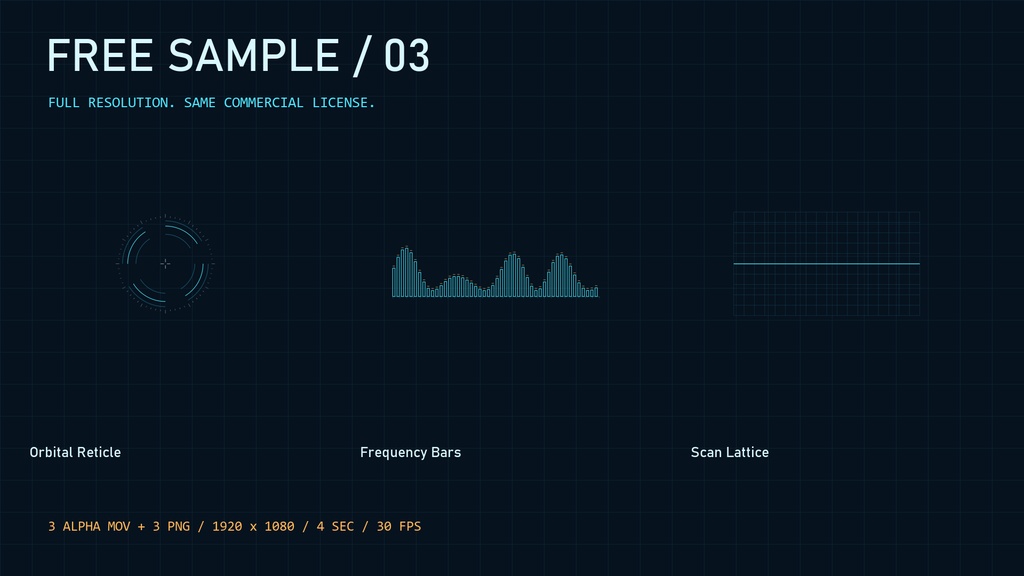 【無料】CYBER HUD / VFX 30 — FREE SAMPLE 03｜透過MOV＋PNG
