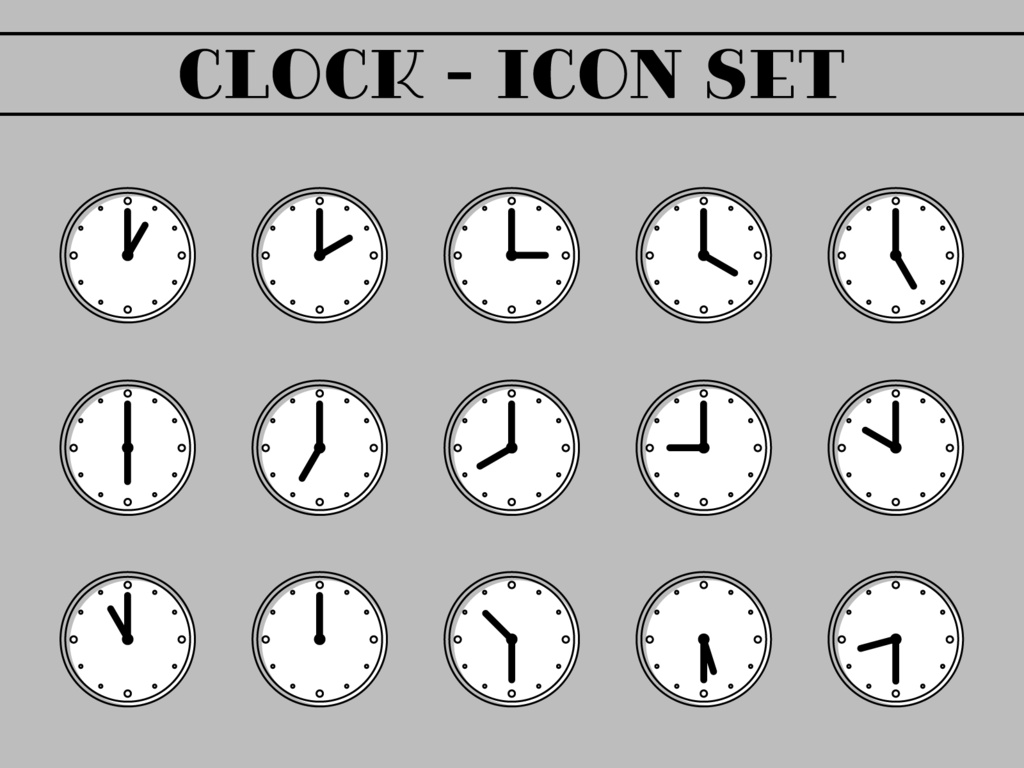 スタイリッシュな時計のアイコンセット - Stylish clock icon set 