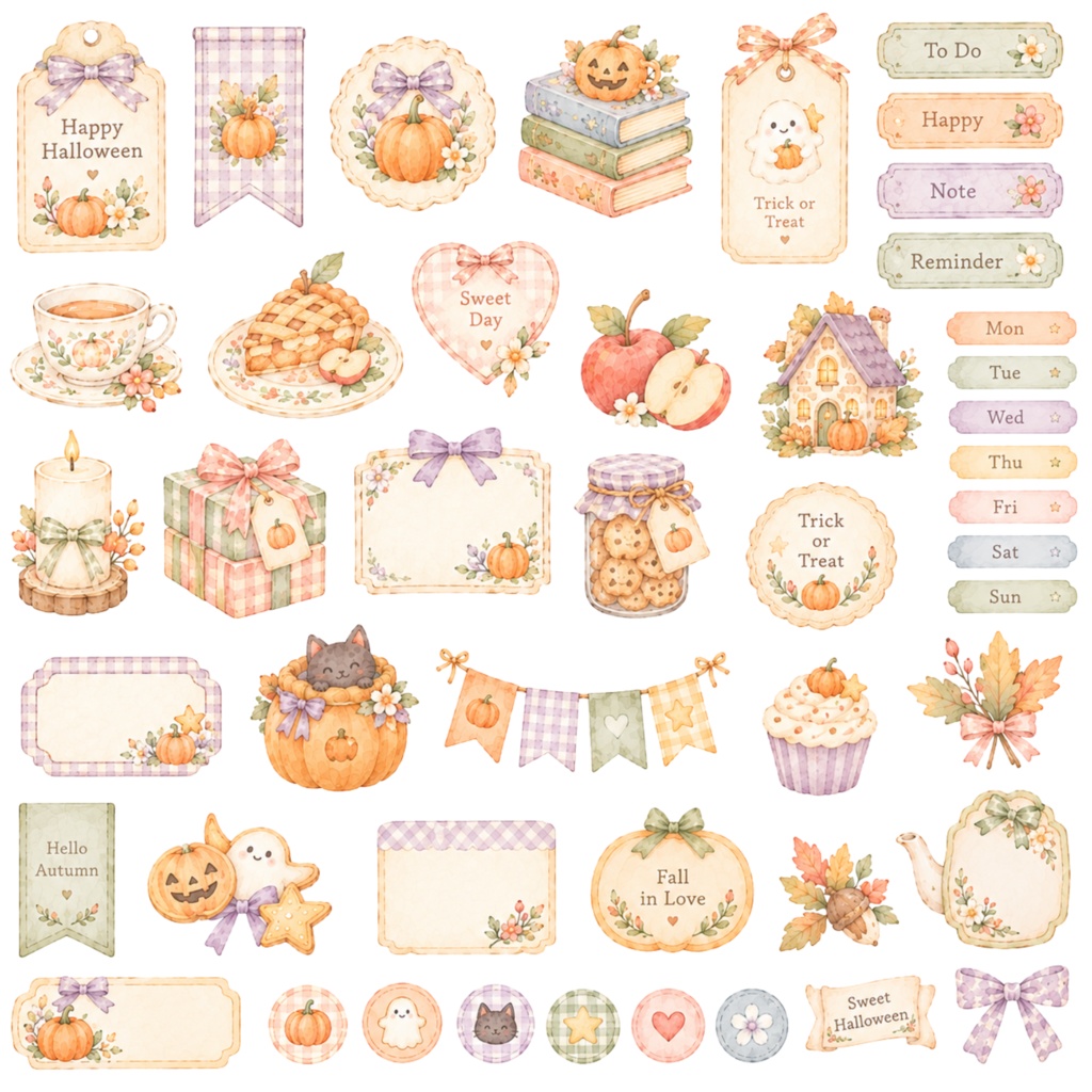 デジタルプランナーステッカー ハロウィンセット