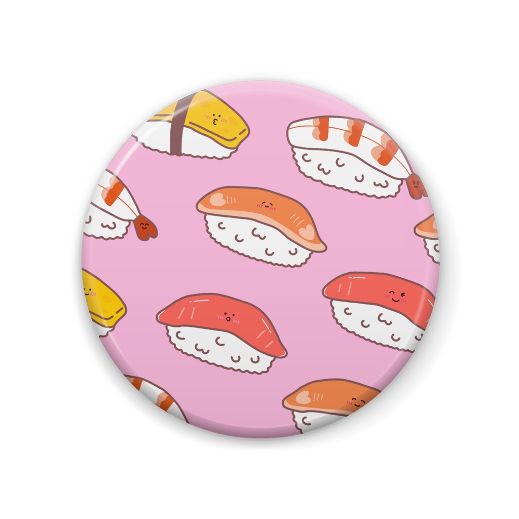 お寿司柄57ミリ缶バッジ