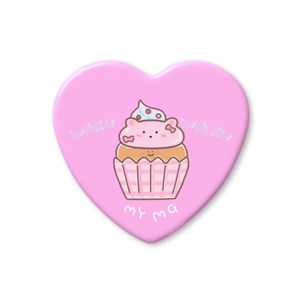 わくわく/カップケーキハート缶バッジ