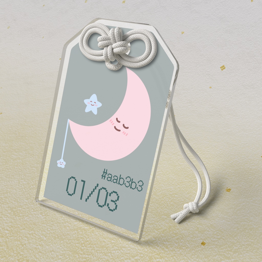 🌙【1月3日】バースデーカラーアクリルお守りキーホルダー/シルバーグレイ